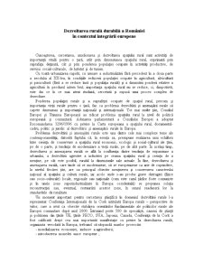 Dezvoltarea Rurală Durabilă a României în Contextul Integrării Europene - Pagina 1