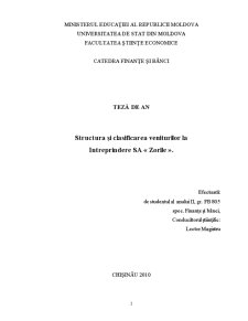 Structura și clasificarea veniturilor la întreprinderea Zorile SA - Pagina 1
