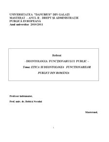 Etica și Deontologia Functionarilor Publici din România - Pagina 1