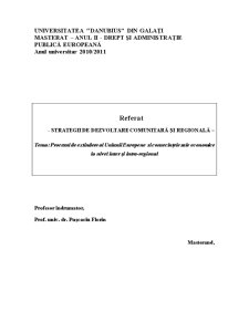 Procesul de Extindere al Uniunii Europene și Consecințele Sale Economice la Nivel Inter și intra-regional - Pagina 1