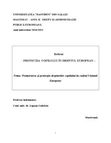 Promovarea și Protecția Drepturilor Copilului în Cadrul Uniunii Europene - Pagina 1