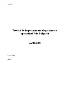 Proiect de implementare departament operațiuni Wiz Bulgaria - Pagina 1