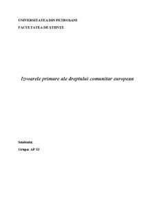 Izvoarele Primare ale Dreptului Comunitar European - Pagina 1