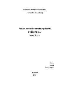 Analiza costurilor unei întreprinderi - SC Petrom SA - România - Pagina 1