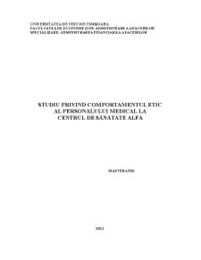 Studiu privind Comportamentul Etic al Personalului Medical - Pagina 1
