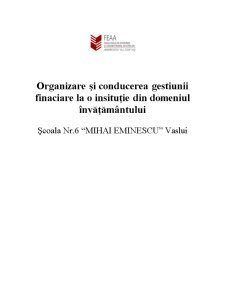 Organizare și conducerea gestiunii finaciare la o instituție din domeniul învățământului - Scoala nr.6 Mihai Eminescu Vaslui - Pagina 1