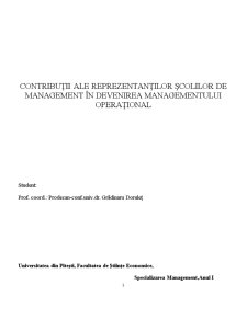 Contribuții ale Reprezentanților Școlilor de Management în Devenirea Managementului Operațional - Pagina 1