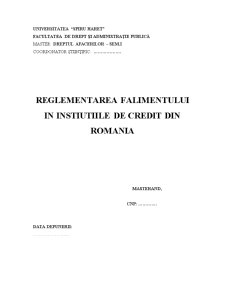 Reglementarea falimentului în instituțiile de credit din România - Pagina 1