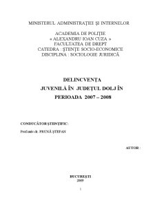 Delincvența juvenilă în Județul Dolj în perioada 2007-2008 - Pagina 1