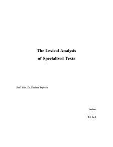 The Lexical Analysis of Specialised Texts - Pagina 1