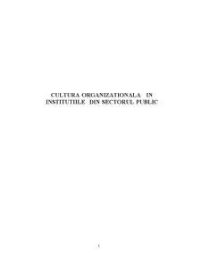 Cultură organizațională în instituțiile din sectorul public - Pagina 1