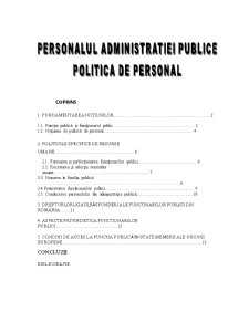 Personalul administrației publice - politică de personal - Pagina 1