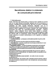 Secretizarea datelor în sistemele de comunicații prin internet - Pagina 1