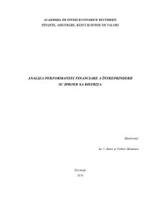 Analiza Performanței Financiare a Întreprinderii SC Iproeb SA Bistrița - Pagina 1