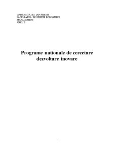 Programe naționale de cercetare dezvoltare și inovare - Pagina 1