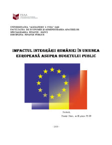 Impactul Integrării României în Uniunea Europeană asupra Bugetului Public - Pagina 1