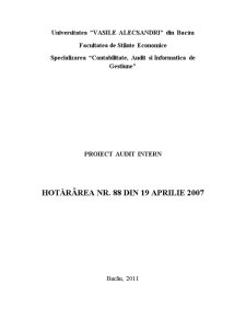 Audit intern - hotărârea nr 88 din 19 aprilie 2007 - Pagina 1