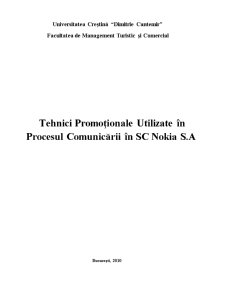 Tehnici promoționale utilizate în procesul comunicării în SC Nokia SA - Pagina 1