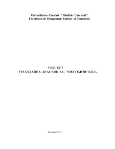 Finanțarea afacerii SC Decomob SRL - Pagina 1
