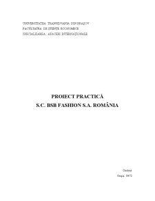 Proiect practică SC BSB Fashion SA România - Pagina 1