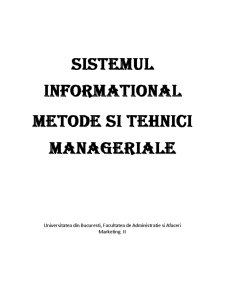 Sistemul informațional - metode și tehnici manageriale - Pagina 1