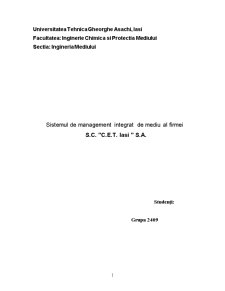 Sistemul de management integrat de mediu al firmei CET SA Iași - Pagina 1