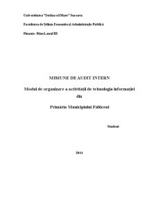 Audit - modul de organizare a activității de tehnologia informației din Primăria Municipiului Fălticeni - Pagina 1