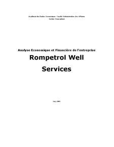 Analyse Economique et Financiere de L’Entreprise Rompetrol Well Services - Pagina 1