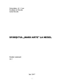 Sfârșitul Marii Arte la Hegel - Pagina 1