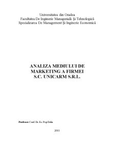 Analiza Mediului de Marketing a Firmei SC Unicarm SRL - Pagina 1