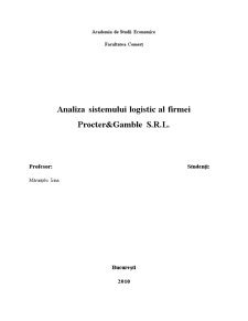 Analiza Sistemului Logistic la Procter and Gamble - Pagina 1