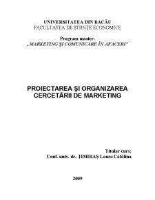 Proiectarea și organizarea cercetărilor de marketing - Pagina 1