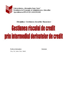 Gestiunea Riscului de Credit prin Intermediul Derivatelor de Credit - Pagina 1