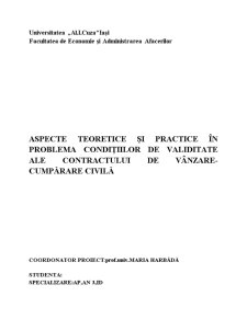 Aspecte teoretice și practice în problema condițiilor de validitate ale contractului de vânzare-cumpărare civilă - Pagina 1