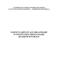 Particularități ale organizării în instituțiile prestatoare de servicii publice - Pagina 1