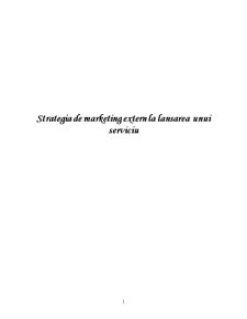 Strategia de Marketing Extern la Lansarea unui Serviciu - Pagina 1