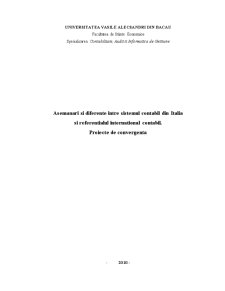 Asemanari si Diferente intre Sistemul Contabil din Italia si Referentialul International Contabil - Proiecte de Convergenta - Pagina 1