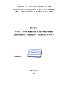 Rolul și locul turismul internațional în dezvoltarea economico-socială a Greciei - Pagina 1