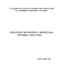 Strategii de politică monetară - țintirea inflației - Pagina 1