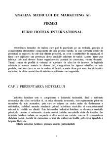 Analiza mediului de marketing - Euro Hotels Internațional - Pagina 1