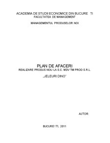 Plan de Afaceri - SC MDV TM Prod SRL - Jeleuri Dino - Pagina 1