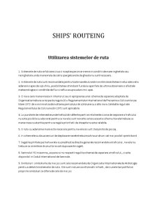 Ships' Routeing - Utilizarea Sistemelor de Ruta - Pagina 1