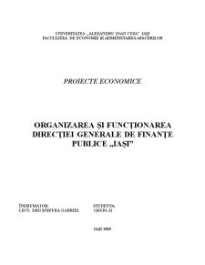Organizarea și Funcționarea Direcției Generale de Finanțe Publice Iași - Pagina 1