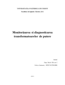 Monitorizarea și Diagnosticarea Transformatoarelor de Putere - Pagina 1