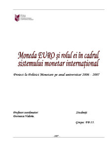 Moneda euro și rolul ei în sistemul monetar internațional - Pagina 1