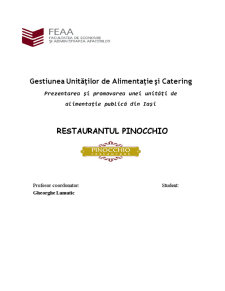 Prezentarea și promovarea unei unități de alimentație publică din Iași - Restaurant Pinocchio - Pagina 1