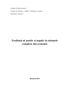 Feedback-ul Pozitiv și Negativ în Sistemele Complexe din Economie - Pagina 1