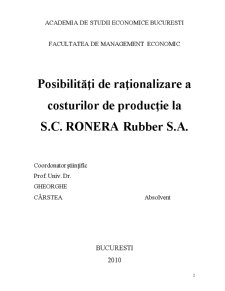 Posibilități de raționalizare a costurilor de producție la SC Ronera Rubber SA - Pagina 2