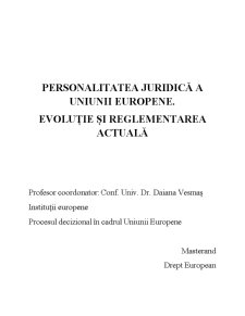 Personalitatea juridică a Uniunii Europene - evoluție și reglementarea actuală - Pagina 1