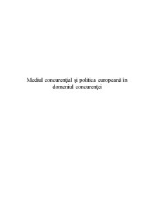 Mediul Concurențial și Politica Europeană în Domeniul Concurenței - Pagina 1